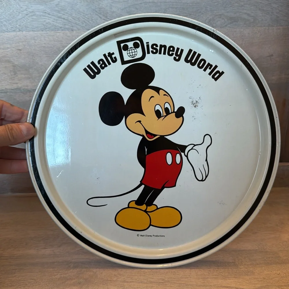 Walt Disney World Mickey Mouse Tin Tray Souvenir Metal‎ Plate 10.5” vintage